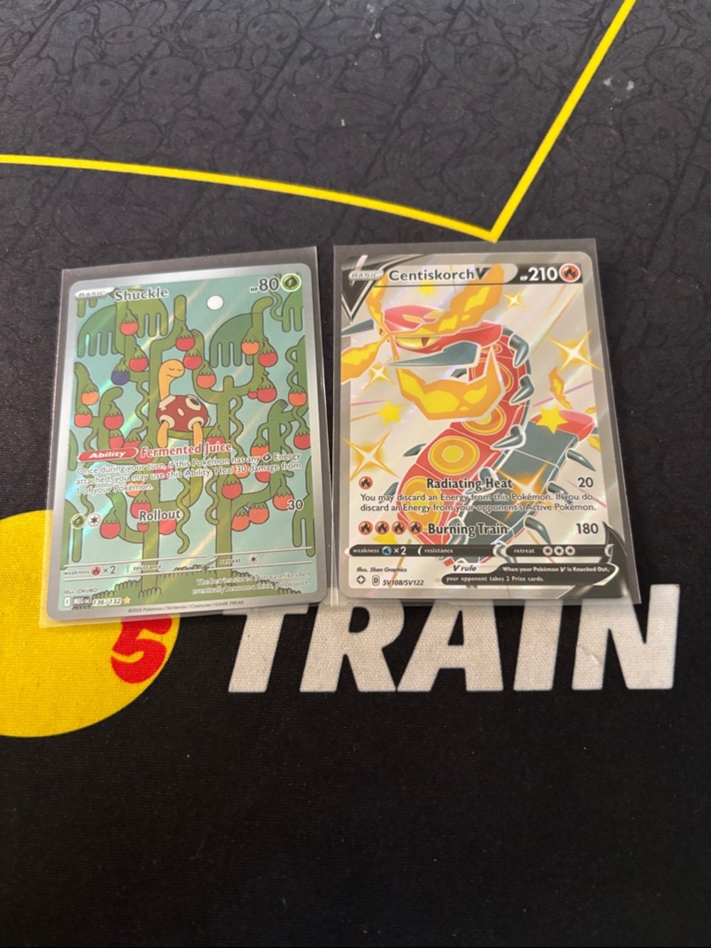 Pokemon Centiskorch V & Shuckle Full-Art Cards (Black, Green)